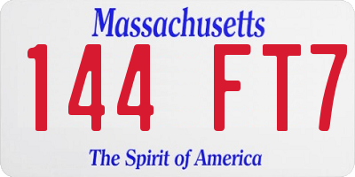 MA license plate 144FT7