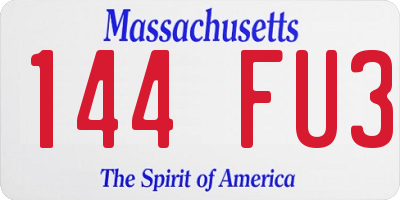 MA license plate 144FU3