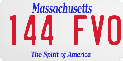 MA license plate 144FV0
