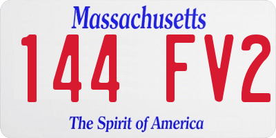 MA license plate 144FV2