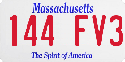 MA license plate 144FV3