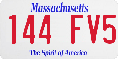 MA license plate 144FV5