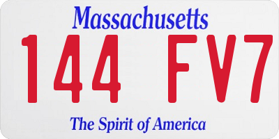 MA license plate 144FV7