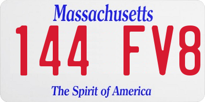 MA license plate 144FV8