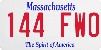 MA license plate 144FW0