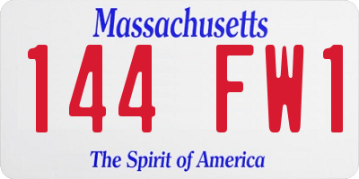 MA license plate 144FW1
