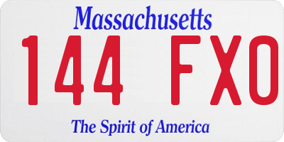 MA license plate 144FX0