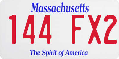 MA license plate 144FX2
