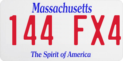 MA license plate 144FX4