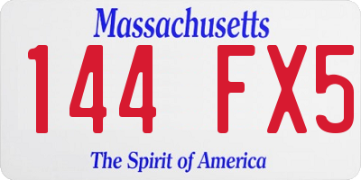 MA license plate 144FX5