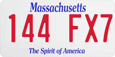 MA license plate 144FX7