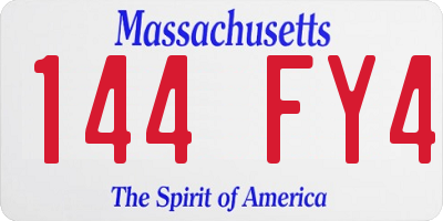 MA license plate 144FY4