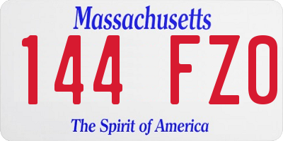 MA license plate 144FZ0