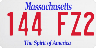 MA license plate 144FZ2