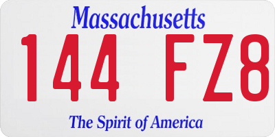 MA license plate 144FZ8