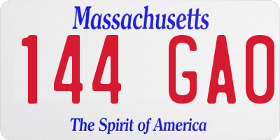 MA license plate 144GA0