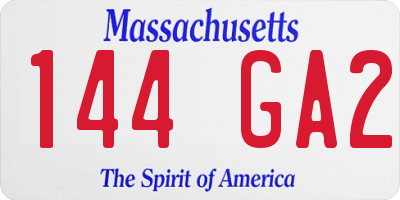 MA license plate 144GA2