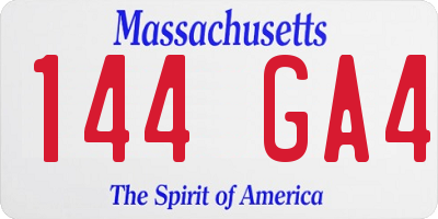 MA license plate 144GA4