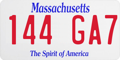 MA license plate 144GA7