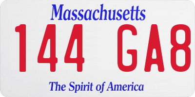 MA license plate 144GA8
