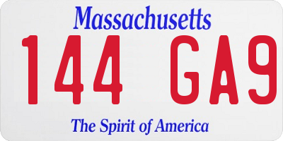 MA license plate 144GA9