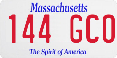 MA license plate 144GC0