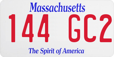 MA license plate 144GC2
