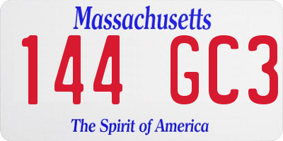 MA license plate 144GC3
