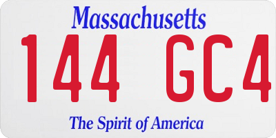MA license plate 144GC4