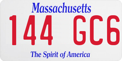 MA license plate 144GC6