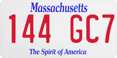 MA license plate 144GC7