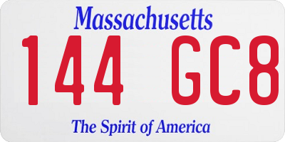 MA license plate 144GC8