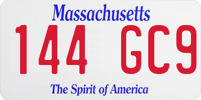 MA license plate 144GC9