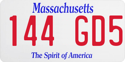 MA license plate 144GD5