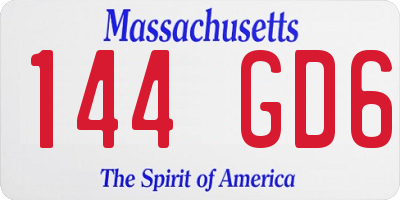 MA license plate 144GD6