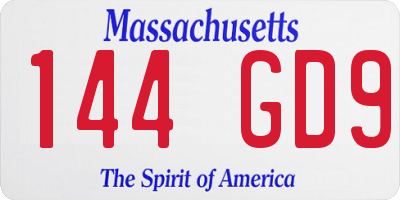 MA license plate 144GD9
