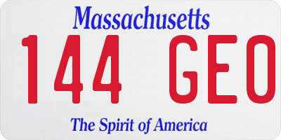 MA license plate 144GE0