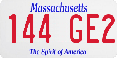 MA license plate 144GE2