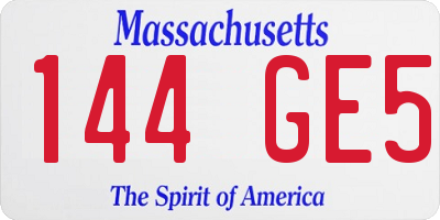 MA license plate 144GE5