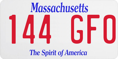 MA license plate 144GF0