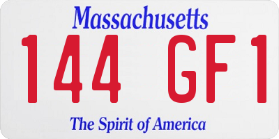 MA license plate 144GF1