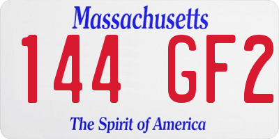 MA license plate 144GF2