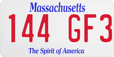 MA license plate 144GF3