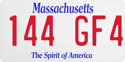 MA license plate 144GF4