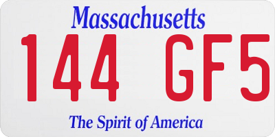 MA license plate 144GF5