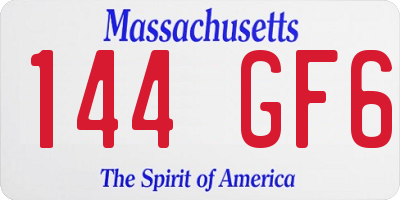 MA license plate 144GF6
