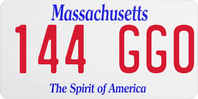 MA license plate 144GG0
