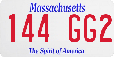 MA license plate 144GG2