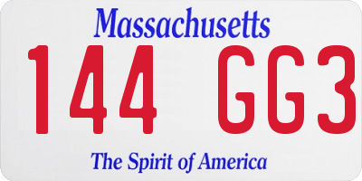 MA license plate 144GG3