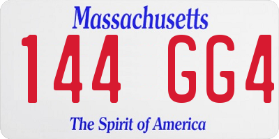 MA license plate 144GG4